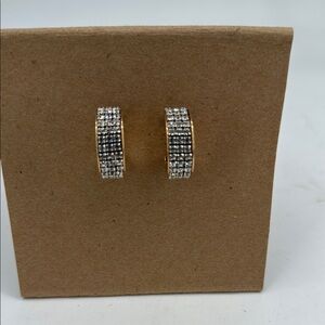 Vintage Elegant Gold and CZ Hoop Earrings
